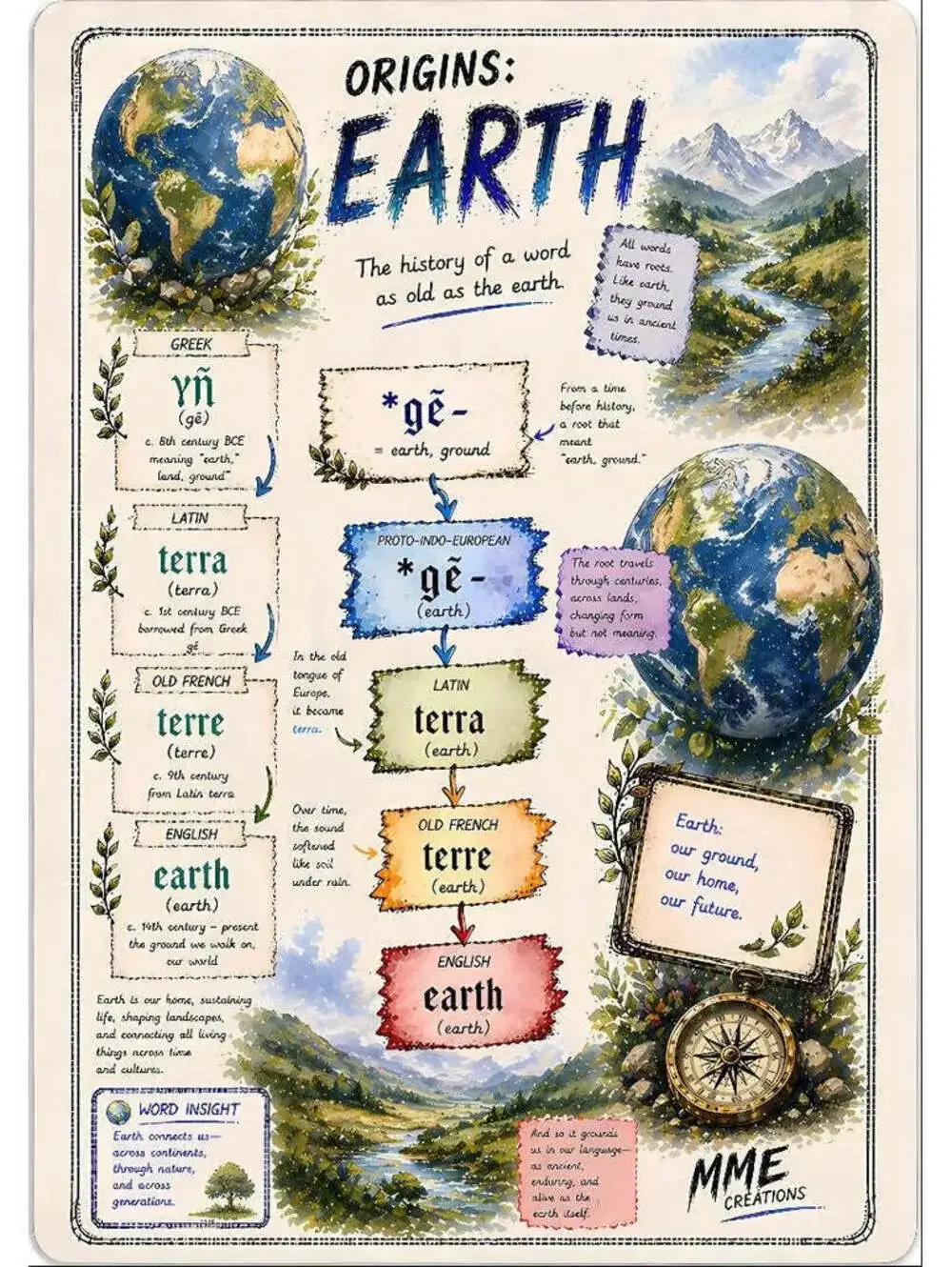 4634 Earth Word Definitions 8x10 Glossy Print